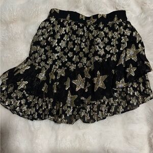LoveShackFancy Asymmetrical Skirt in Black and Gold